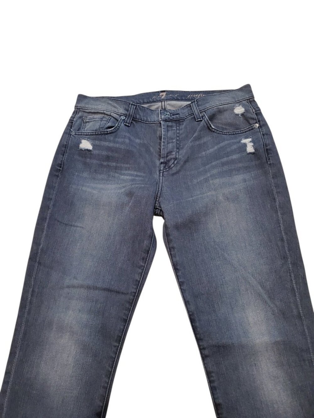 7 For All Mankind Jeans Josefina Skinny Boyfriend Buttonfly Jeans |Gray Wash - Picture 5 of 14